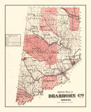 Vintage Map of Dearborn County, Indiana 1875