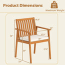 2 Pieces Patio Dining Chairs Outdoor Acacia Wood Chairs with Removable Padded Cushion by LJGDeals