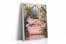 Cat Spa Day – Funny Cat Wall Art, Pink Bathtub Aesthetic, Cozy Home Decor
