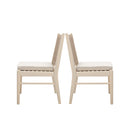 Cordoba - Dining Chair (Set of 2) With Acacia Wood Frame And Water Repellent Fabric - Beige / Yellow