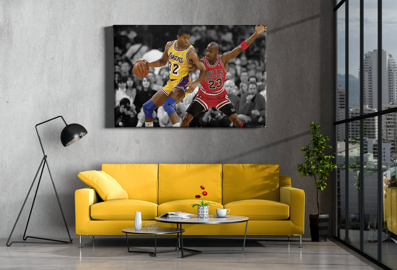 Michael Jordan Magic Johnson Poster Bulls Lakers Basketball Hand Made Posters Canvas Print Wall Kids Art Man Cave Gift Home Decor