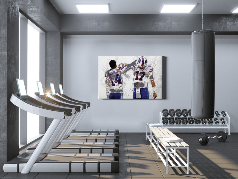 Josh Allen Stefon Diggs Poster Buffalo Bills Football Painting Hand Made Posters Canvas Print Kids Wall Art Home Man Cave Gift Decor