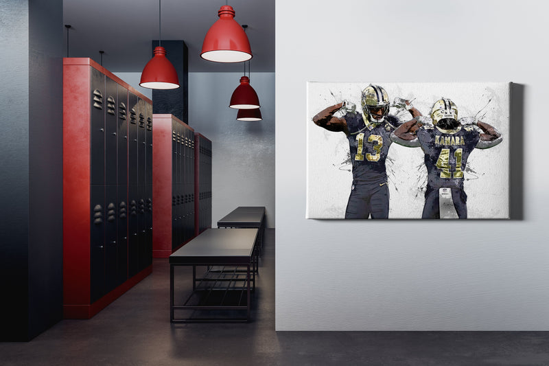 Alvin Kamara Michael Thomas Poster New Orleans Saints Football Painting Hand Made Posters Canvas Print Kids Wall Art Home Man Cave Gift Decor