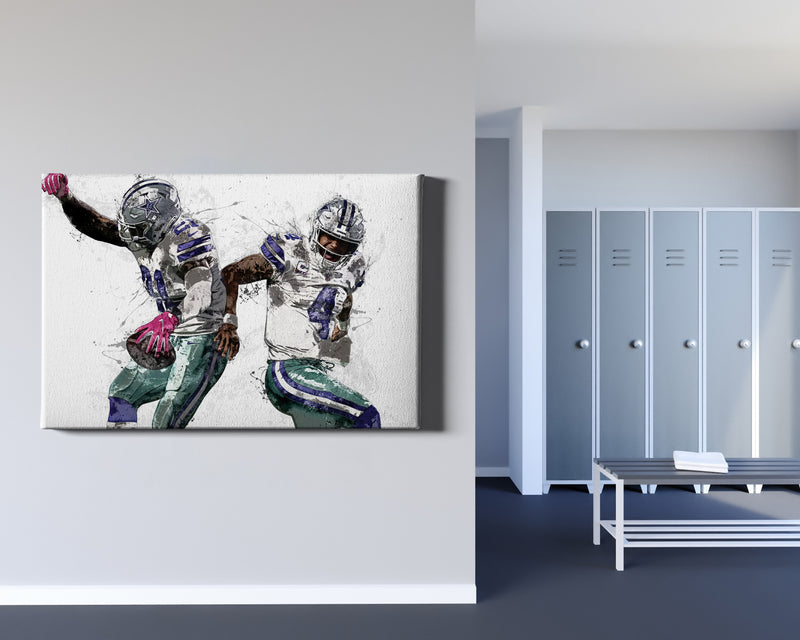 Dak and Zeke Poster Dallas Cowboys Football Painting Hand Made Posters Canvas Print Kids Wall Art Man Cave Gift Home Decor