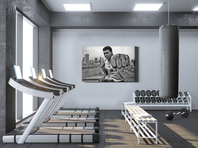 Muhammad Ali Punch Poster Black and White  Boxing Hand Made Posters Man Cave Gift Canvas Print Wall Art Home Decor