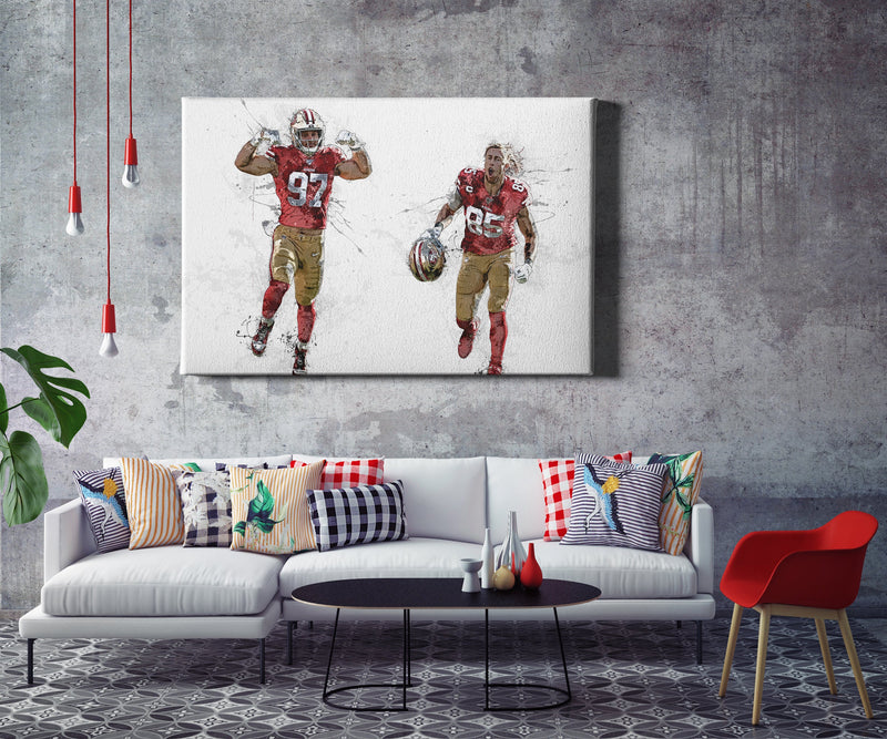 Nick Bosa George Kittle Poster San Fransisco 49ers Football Painting Hand Made Posters Canvas Print Wall Kids Art Man Cave Gift Home Decor