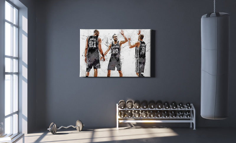 San Antonio Spurs Big 3 Poster Basketball Painting Hand Made Posters Canvas Print Kids Wall Art Home Man Cave Gift Decor