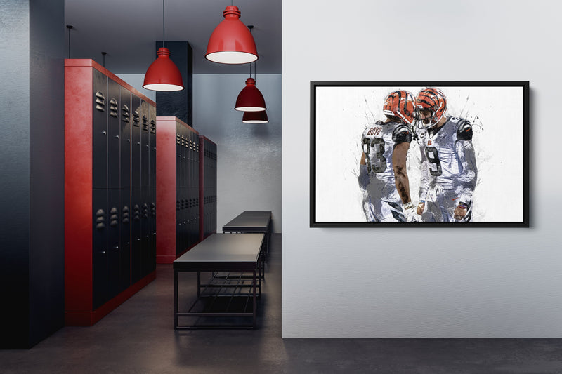 Joe Burrow Tyler Boyd Poster Cincinnati Bengals Painting Football Hand Made Posters Canvas Print Kids Wall Art Home Man Cave Gift Decor