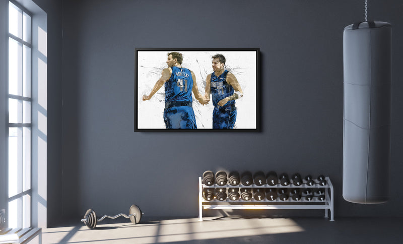 Luka Doncic Dirk Nowitzki Poster Dallas Mavericks Basketball Painting Hand Made Posters Canvas Print Wall Kids Art Man Cave Gift Home Decor