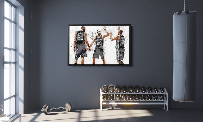 San Antonio Spurs Big 3 Poster Basketball Painting Hand Made Posters Canvas Print Kids Wall Art Home Man Cave Gift Decor