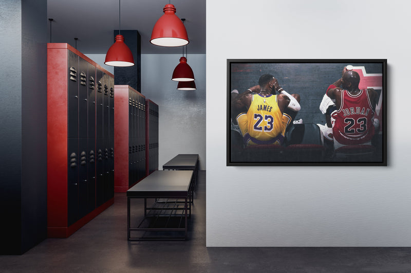 Michael Jordan and LeBron James Poster Lakers Bulls Basketball Hand Made Posters Canvas Print Wall Art Home Decor