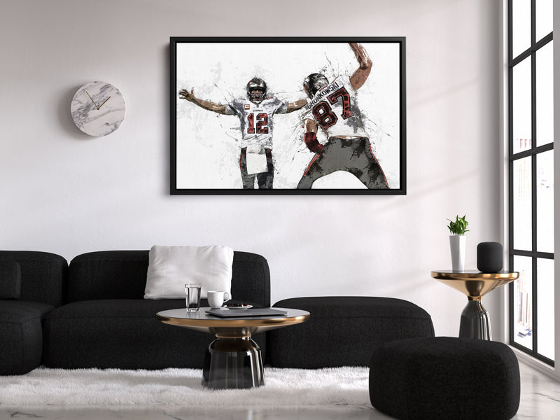 Tom Brady Rob Gronkowski  Poster Tampa Bay Buccaneers Football Painting Hand Made Posters Canvas Print Wall Art Man Cave Gift Home Decor