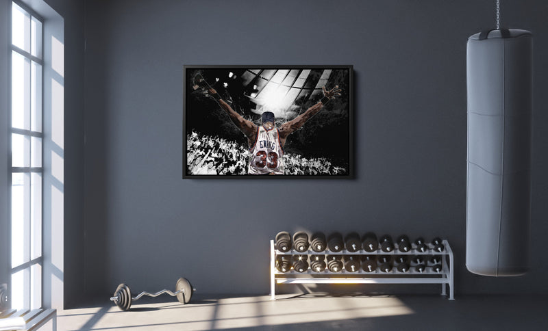 Patrick Ewing Facing Crowd Poster New York Knicks Basketball Painting Hand Made Posters Canvas Print Kids Wall Art Man Cave Gift Home Decor