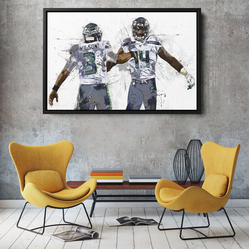 DK Metcalf Russell Wison Poster Seattle Seahawks Football Painting Hand Made Posters Canvas Print Wall Kids Art Man Cave Gift Home Decor