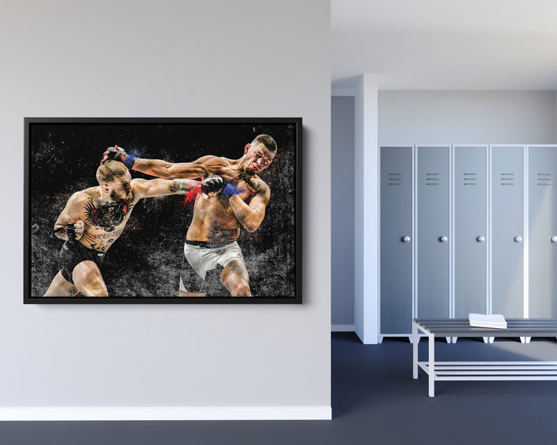 Conor McGregor vs Nate Diaz Poster Mixed Martial Arts Hand Made Posters Canvas Print Wall Art Home Man Cave Gift Decor