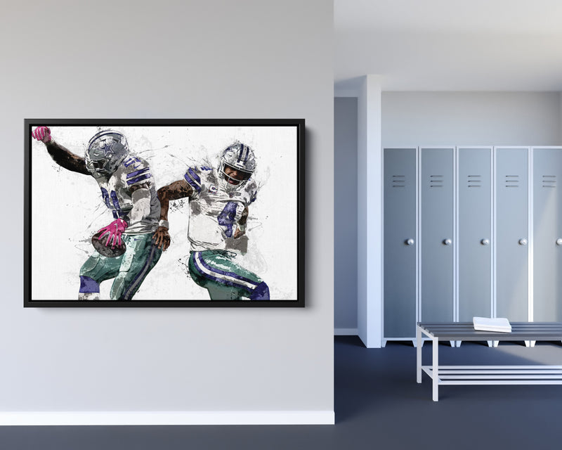 Dak and Zeke Poster Dallas Cowboys Football Painting Hand Made Posters Canvas Print Kids Wall Art Man Cave Gift Home Decor