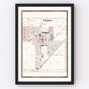 Vintage Map of Fremont, Indiana 1880