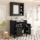 Bathroom Vanity With Medicine Cabinet, Royal Mirror Cabinet, Modern Bathroom Storage Cabinet With 2 Soft Closing Doors And 4 Drawers by HouseOfZazla