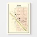 Vintage Map of Baker, Kansas 1887
