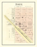 Vintage Map of Baker, Kansas 1887
