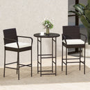 3 Piece Outdoor Bar Set with 2 Seat Cushions for Porch Yard-White by LJGDeals