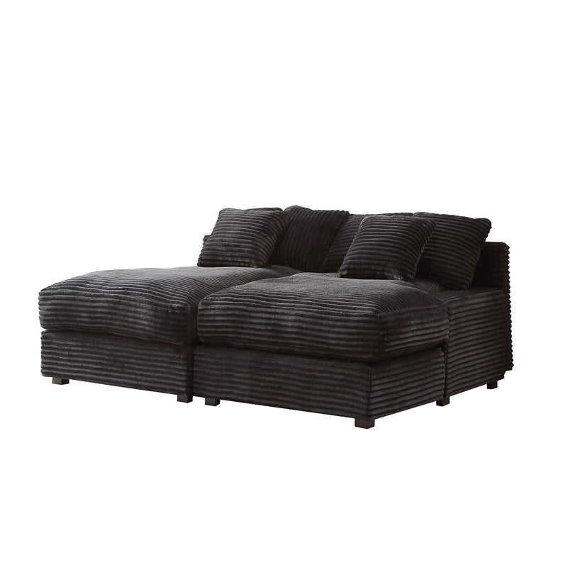 74.8" Modern Luxury Twins Sofa Couch for Living Room Quality Corduroy Upholstery Sleeper Sofa Bed Daybed Black