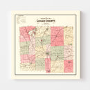 Vintage Map of Logan County, Ohio 1890