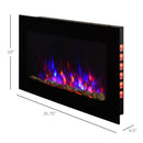36" 1500W Electric Wall-Mounted Fireplace with Flame Effect, 7 Color Background Light and Side Light, Black