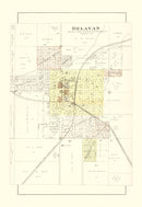 Vintage Map of Delavan, Illinois 1891