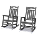 Outdoor Rocking Chair Set of 2, HDPE Patio Rocking Chair for Adults, Oversized Outdoor Rocker for Porch Garden Lawn,Grey