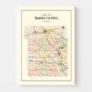 Vintage Map of Hardin County, Iowa 1892