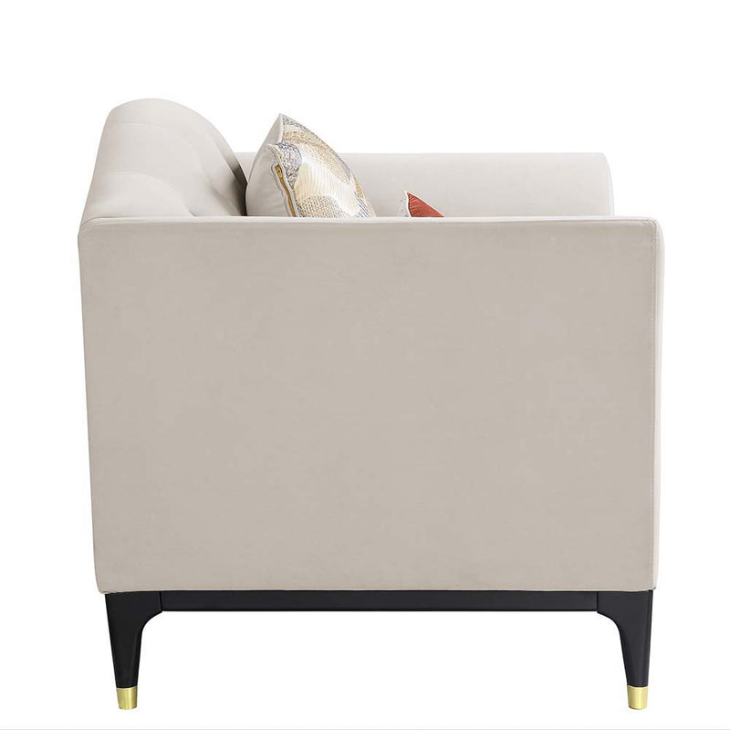 Tayden - Loveseat With 4 Pillows - Beige Velvet, photo 2 of 6