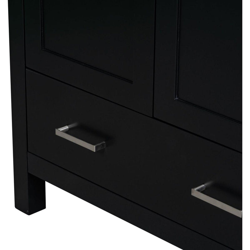 30' Black Bathroom Vanity with Single Sink, Combo Cabinet Undermount Sink, Bathroom Storage Cabinet with 2 Doors and a Drawer, Soft Closing, Multifunctional Storage, Solid Wood Frame