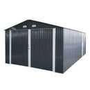 Outdoor Storage Shed Metal Garage Shed For Car, Bike, Lawnmower Backyard Tool House Building 2 Doors And 4 Vents - Black by HouseOfZazla