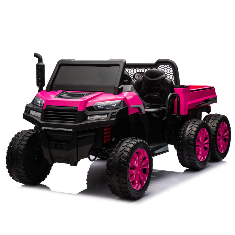24V 2-Seater UTV-XXL Ride On Truck with Dump Bed for kid,Ride On 4WD UTV with 6 Wheels,Foam Tires, Suitable for Off-Roading,remote control,Three-Point Safety Harness