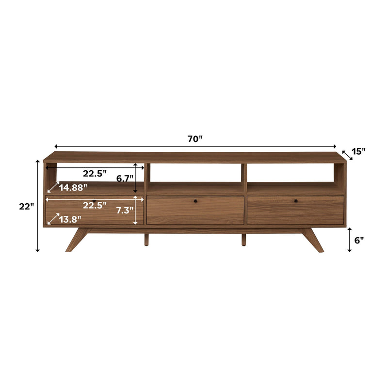 Mid-Century Kela Modern 3-Door TV Stand