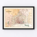 Vintage Map of Detroit, Michigan 1893