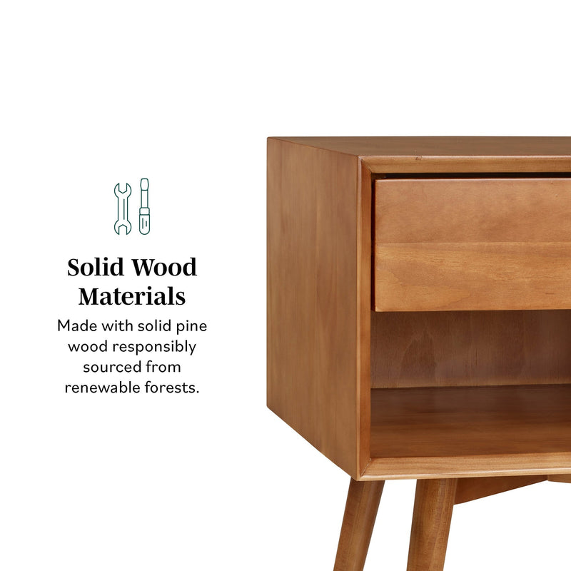 Mid-Century Solid Wood Nightstand Collection (1 or 2 Drawer)