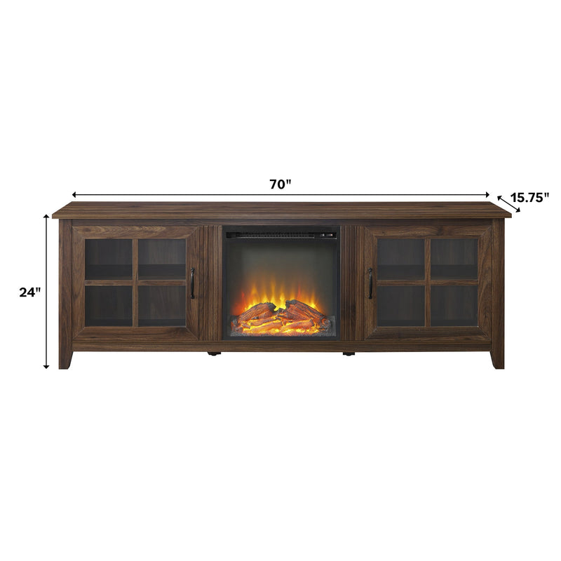 Simple Fireplace Console with Glass Doors