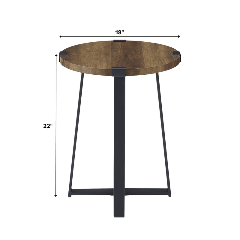 2 Piece Metal Wrap Faux Rustic Side Table