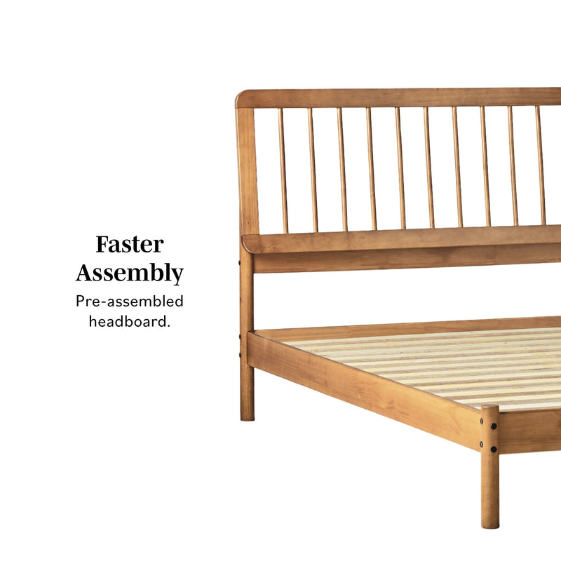 Cama Mid-Century Modern Solid Wood Spindle Bedframe