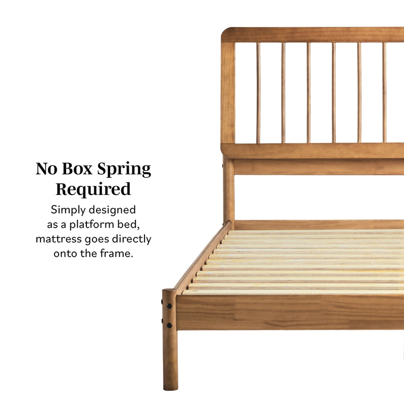 Cama Mid-Century Modern Solid Wood Spindle Bedframe