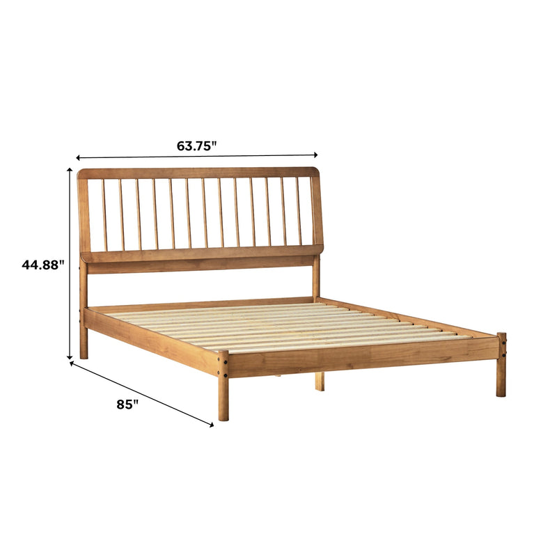 Cama Mid-Century Modern Solid Wood Spindle Bedframe