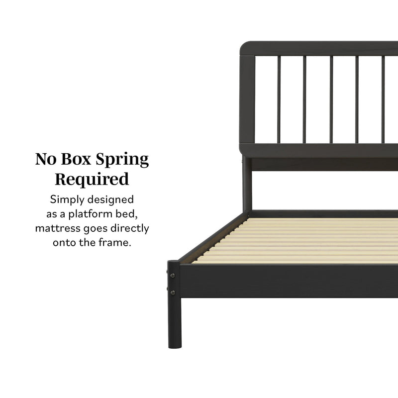 Cama Mid-Century Modern Solid Wood Spindle Bedframe