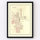 Vintage Map of Ligonier, Indiana 1893