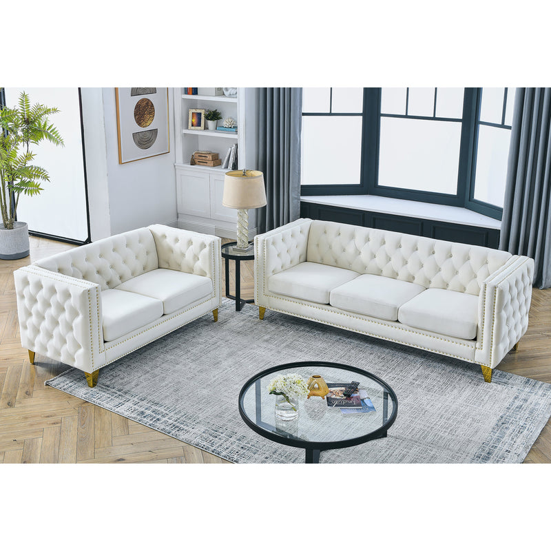 3-seater + 2-seater Combination sofa.BEIGE VELVET