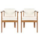 Outdoor Dining Chair Set of 2 with Curved Acacia Wood Arms by HouseOfZazla