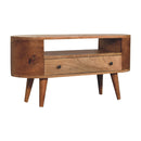 Solid Wood Mini Rounded Entertainment Unit, Nordic Legs