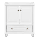 30" Bathroom Vanity without Sink, Base Only, Cabinet with Doors and Drawer, Solid Frame and MDF Board, White