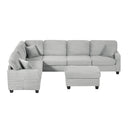 Upholstered U-Shaped Sectional Sofa With Movable Ottoman And Side Storage Pockets by HouseOfZazla